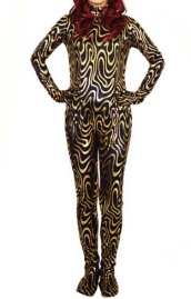 Gold Wave Shiny Metallic Full Body Zentai Suit No Hood