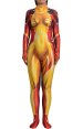 Jamie Flash Yellow Printed Spandex Lycra Costume with Muscle Shadings
