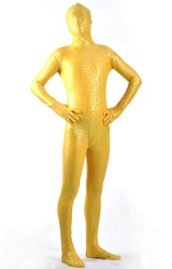 Limited | Yellow and Gold Shiny Metallic Patterned Zentai Suit