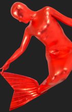 Mermaid! Red Shiny Metallic Full-body Mermaid Zentai Mermaid! Red Shiny Metallic Full-body Mermaid Zentai