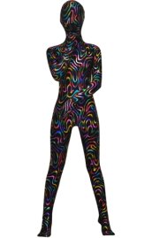 Multi-Color Flow Patterned Shiny Metallic Zentai Suit