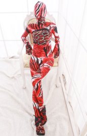 Red and Black Animal Pattern Spandex Lycra Zentai Suit