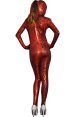 Red Snake Skin Shiny Metallic Patterned Zentai Bodysuit