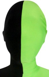 Split Zentai Mask | Black and Springgreen