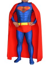 Superman Costume | Printed Spandex Lycra Zentai Suit with 3D Muscle Shading with Cape