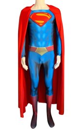 Superman Printed Spandex Lycra Costume with Chest Symbol and Red Cape