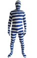 White and Blue Strips Spandex Lycra Zentai Suit