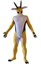 Antelope Zentai Costume | Deer White and Yellow Spandex Lycra Full Bodysuit