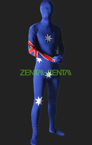 Australia Full Body Suits  Blue and Red Lycra Zentai Suit