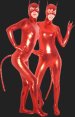 Bat Girl | Red Shiny Metallic Bodysuit with Tail and Ears.