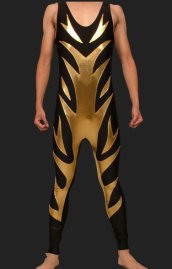 Spandex Zentai Black/Gold wrestling tights/pants S-XXL D004