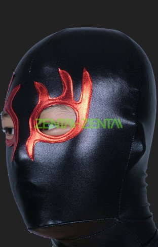 Black and Red Burning Flame Masquerade Zentai Hood