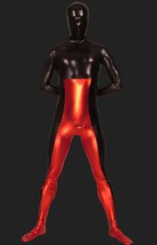 Black and Red Full-body Shiny Metallic Zentai Suits