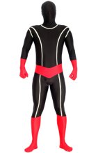 Black and Red Glow in Dark Spandex Lycra Zentai Suit  Black and Red Glow in Dark Spandex Lycra Zentai Suit