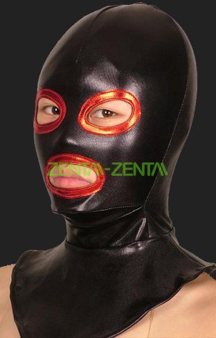 Black and Red Open Eyes and Mouth Halloween Zentai Hood