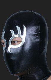 Black and Silver Burning Flame Masquerade Zentai Hood