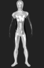 Black and Silver Shiny Metalic Unisex Zentai Suit Black and Silver Shiny Metalic Unisex Zentai Suit