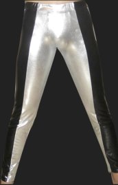 Black and Silver Shiny Metallic Tight Wrestling Pants