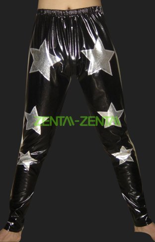 Black and Silver Shiny Metallic Wrestling Pants