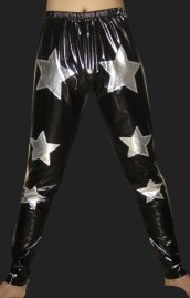 Black and Silver Shiny Metallic Wrestling Pants