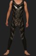 Black and Silver Spandex Lycra and Shiny Metallic Wrestling Singlets