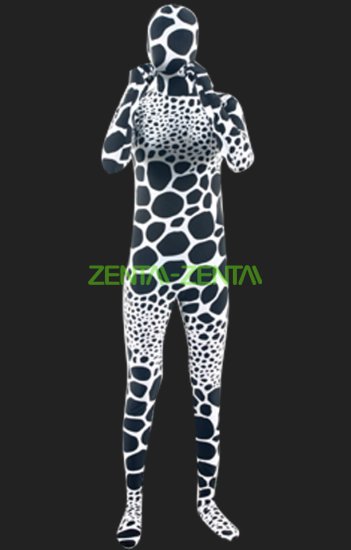Black and White Bubble Spandex Lycra Unisex Full Body Zentai Suit