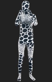 Black and White Bubble Spandex Lycra Unisex Full Body Zentai Suit