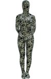 Black and White Leopard Thicken Velvet Zentai Suit