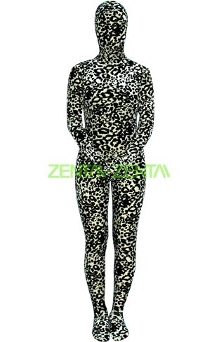 Black and White Leopard Thicken Velvet Zentai Suit