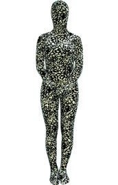 Black and White Leopard Thicken Velvet Zentai Suit