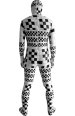 Black and White Pixel Grid Spandex Lycra Zentai Suit