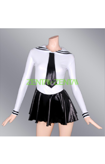 Black and White PVC Sailor Dress with Tie