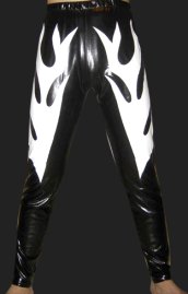 Black and White Shiny Metallic Wrestling Pants