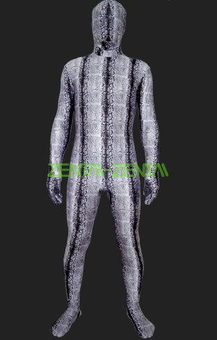Black and White Skin Spandex Lycra Unisex Zentai Suit