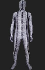 Black and White Skin Spandex Lycra Unisex Zentai Suit