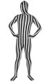 Black and White Strips Spandex Lycra Zentai Suit