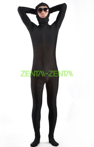 Black Open Face Zentai Suit