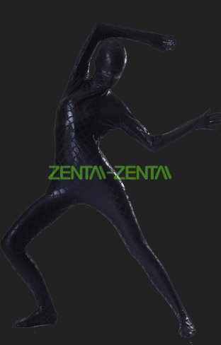 Black Ripple Pattern Shiny Metallic Full Body Zentai Suit