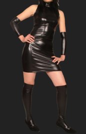 Black Shiny Metallic 3 Sets Long Dress
