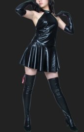 Black Shiny Metallic 3 Sets Short Dress