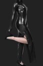 Black Shiny Metallic Cheongsam Long Dress