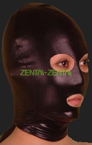 Black Shiny Metallic Hood with Open Eyes and Mouth