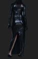 Black Shiny Metallic Long Dress with Split on Back