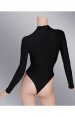 Black Spandex Lycra Jersey Bodysuit with Long Sleeves