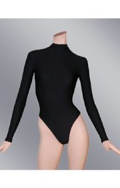 Black Spandex Lycra Jersey Bodysuit with Long Sleeves