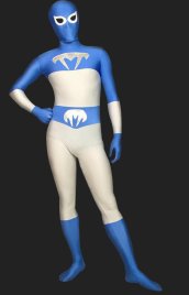 Blue and White Lycra Spandex Zentai Suit