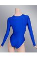 Blue and White Spandex Lycra Jersey Bodysuit with Long Sleeves