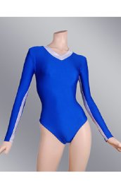 Blue and White Spandex Lycra Jersey Bodysuit with Long Sleeves