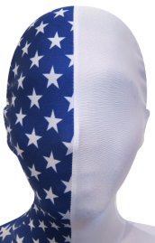 Blue and White Stars Split Zentai Mask / Hood