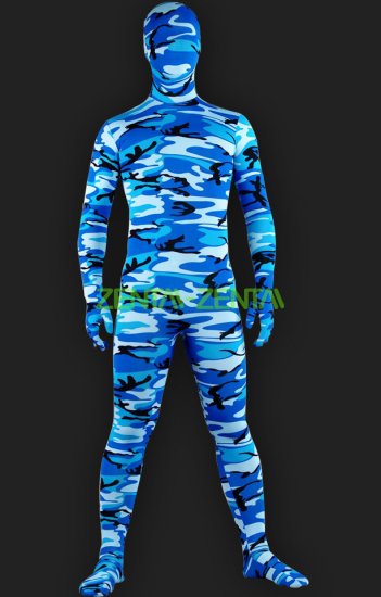 Blue Camouflage Full-body Unisex Lycra Spandex Zentai Suits/Zentai Suit